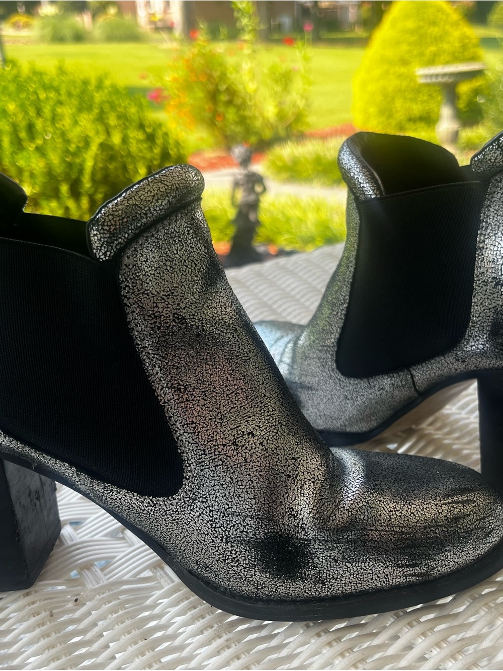 Women's Metallic Silver Chelsea Ankle Boots